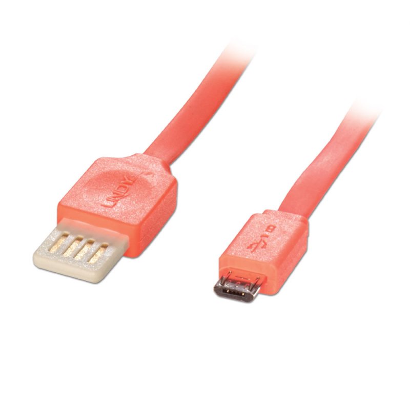 Cabo USB 2.0 A - Micro B M/M 00.50m Flat Reversible LINDY (30895