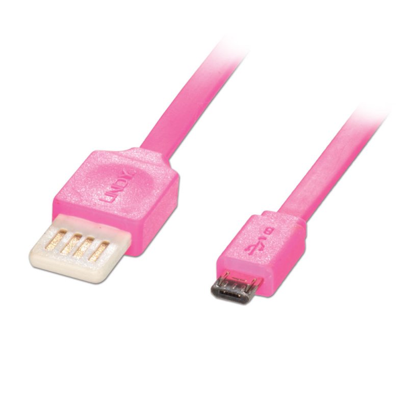 Cabo USB 2.0 A - Micro B M/M 00.50m Flat Reversible LINDY (30900