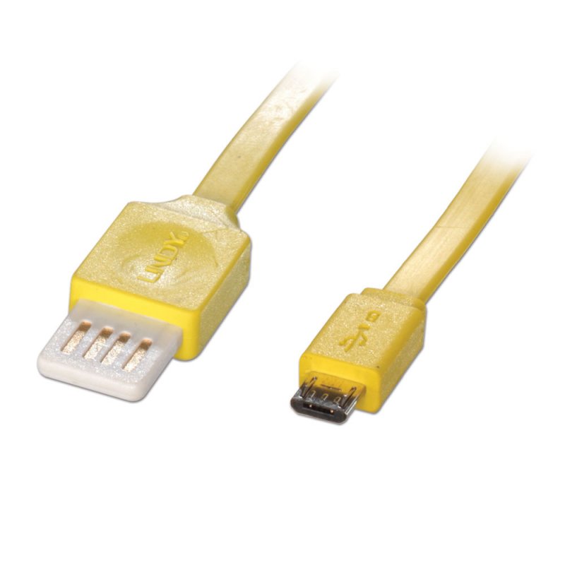 Cabo USB 2.0 A - Micro B M/M 00.50m Flat Reversible LINDY (30905