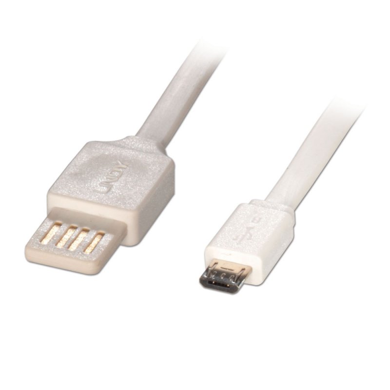 Cabo USB 2.0 A - Micro B M/M 02.00m Flat Reversible LINDY (30912
