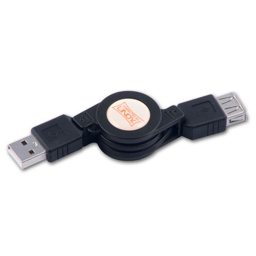Cabo USB 2.0 Extensão M/F 00.80m Retráctil LINDY (31616)