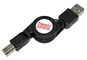 Cabo USB 2.0 A-B 00.85m Rectrátil LINDY (31617)