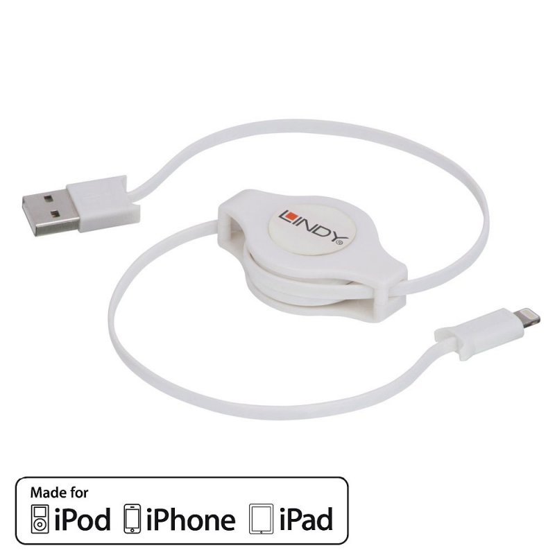 Cabo USB > Lightning/Apple/iPhone 1.0m RETRATIL LINDY (31620)