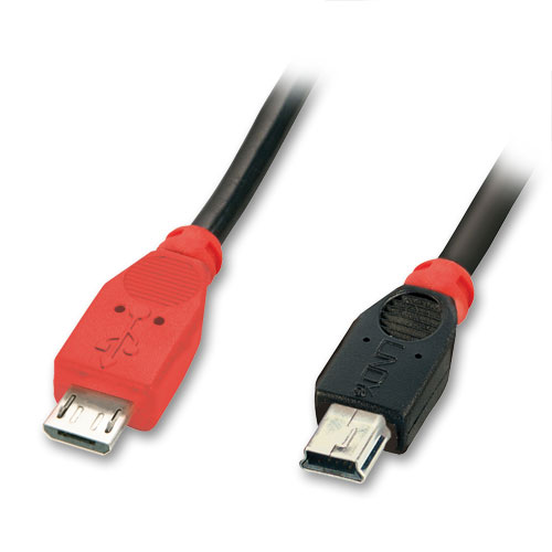 Cabo USB OTG - Micro B (M) Mini B (M) 1.0m LINDY (31718)