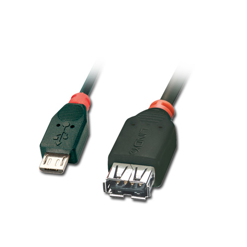 Cabo USB OTG - Micro B (M) A (F) 0.5m LINDY (31935)