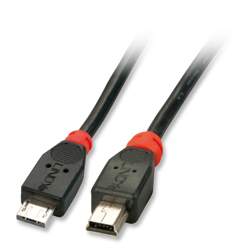 Cabo USB OTG - Micro A (M) Mini B (M) 0.5m LINDY (31957)