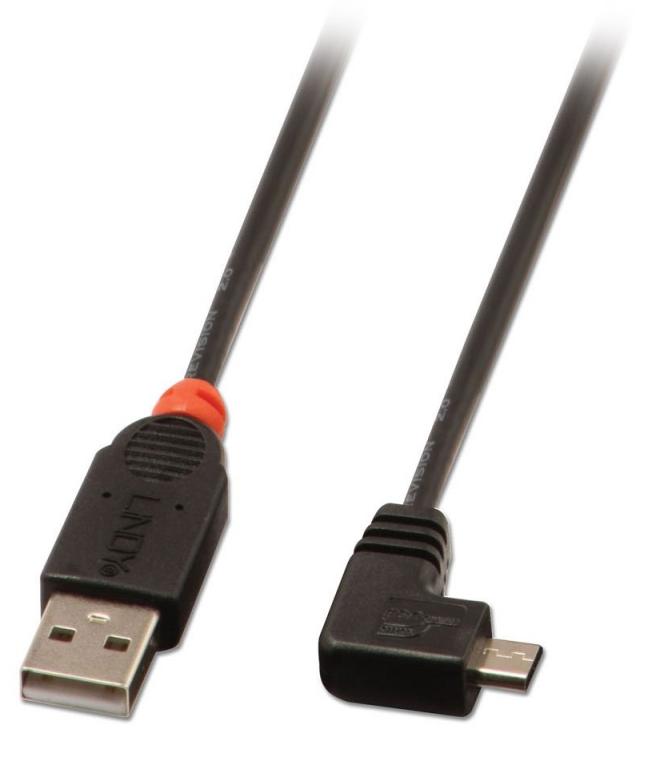 Cabo USB 2.0 A - Micro B M/M 00.50m Ficha 90º LINDY (31975)