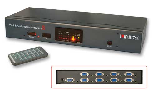 VGA e Audio Switch 8 > 1 c/ Comando LINDY (32584)