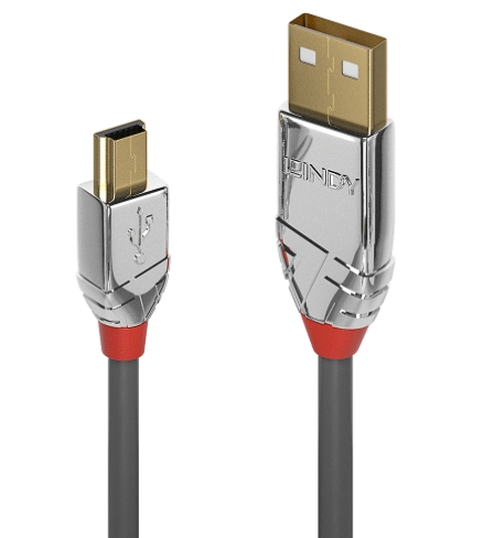 Cabo USB 2.0 A-USB Mini 5 Pinos M/M 07.50m CROMO® LINDY (36635)