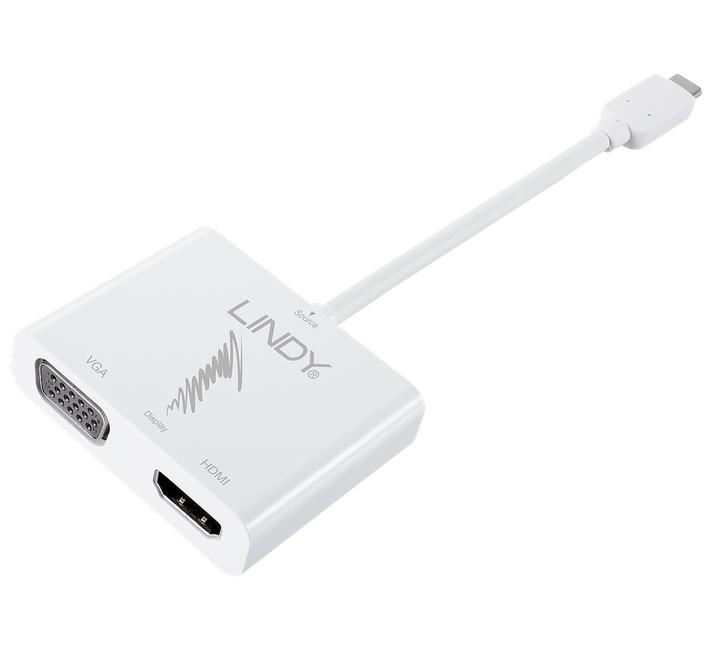 Adaptador USB C > VGA/HDMI 4K30Hz LINDY (43179)