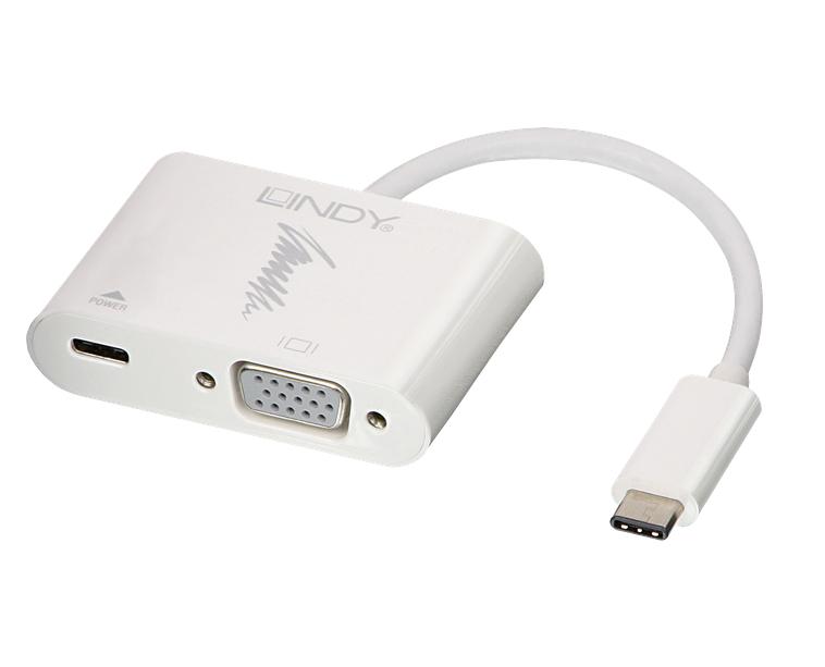 Adaptador USB C > VGA w/Power LINDY (43194)