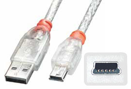 Cabo USB 2.0 A-USB Mini 5 Pinos M/M 02.00m LINDY (41783)