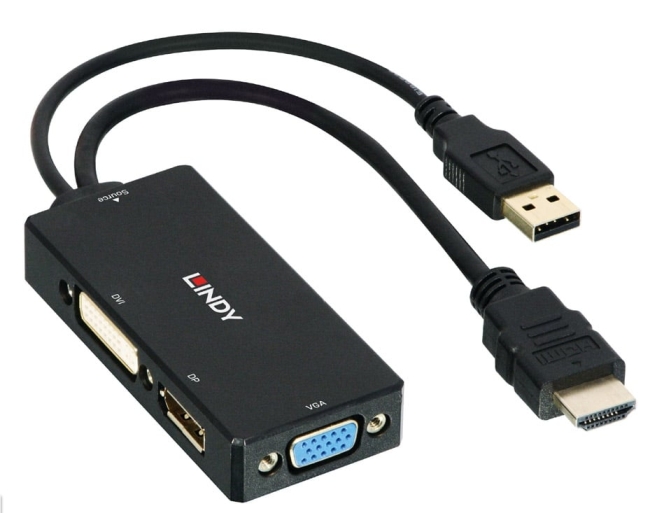 HDMI to DisplayPort, DVI-D & VGA Adapter Converter LINDY (38182)