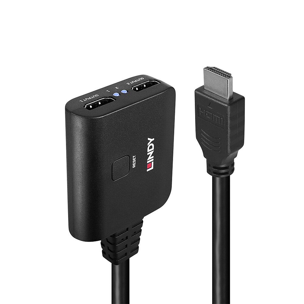 1>2 Splitter 2 Port HDMI 4K60 Cable LINDY (38356)