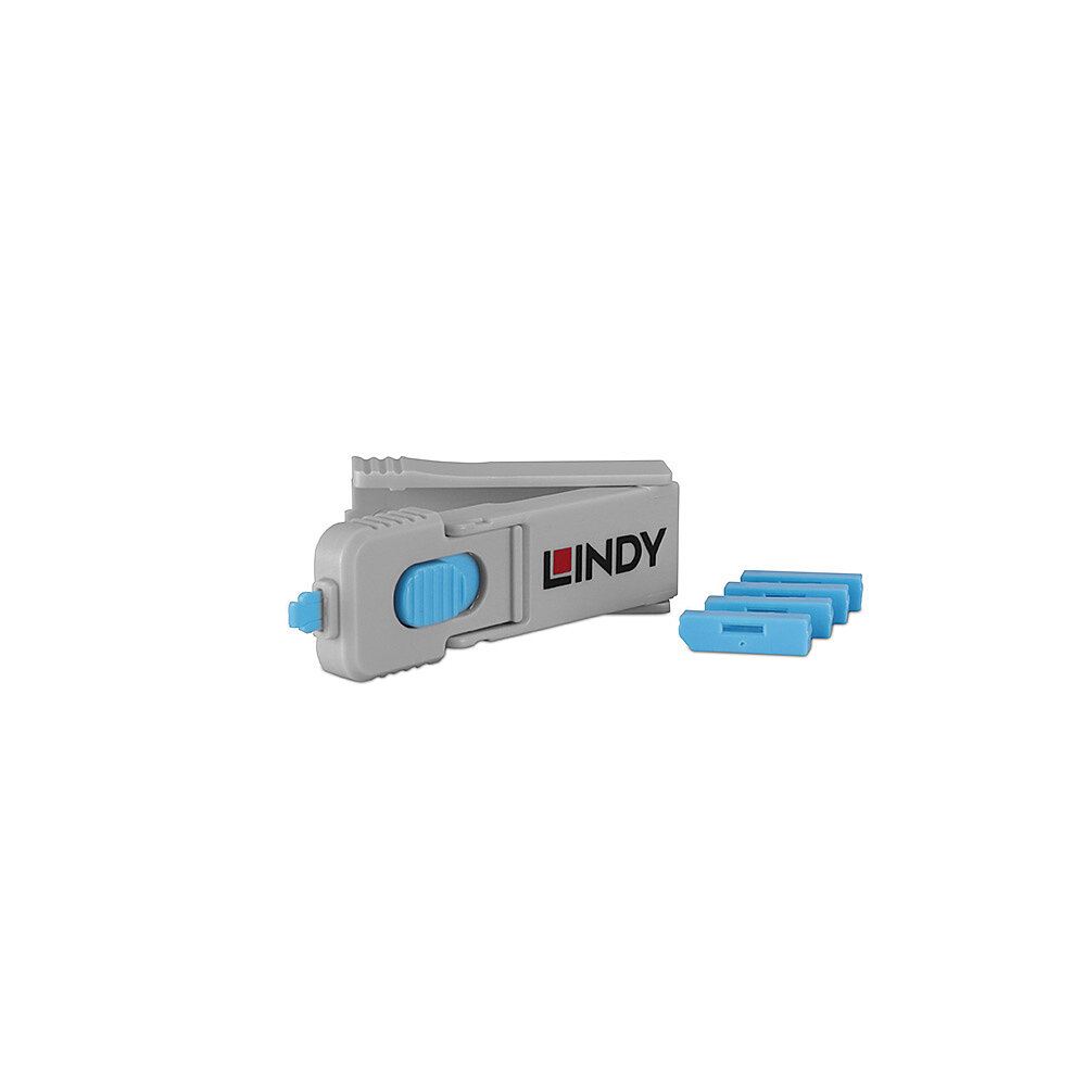 DisplayPort Port Blocker Key + 4 blockers – Blue LINDY (40324)