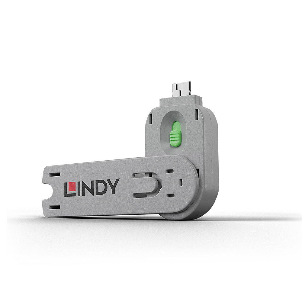 USB Type A Port Blocker - Key - Green LINDY (40621)