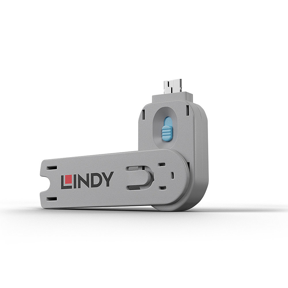 USB Type A Port Blocker - Key - Blue LINDY (40622)