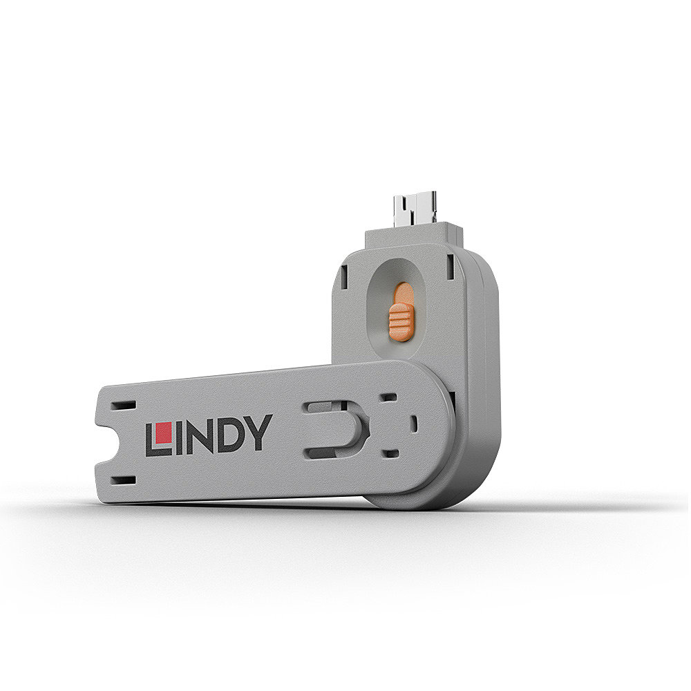 USB Type A Port Blocker - Key - Orange LINDY (40623)