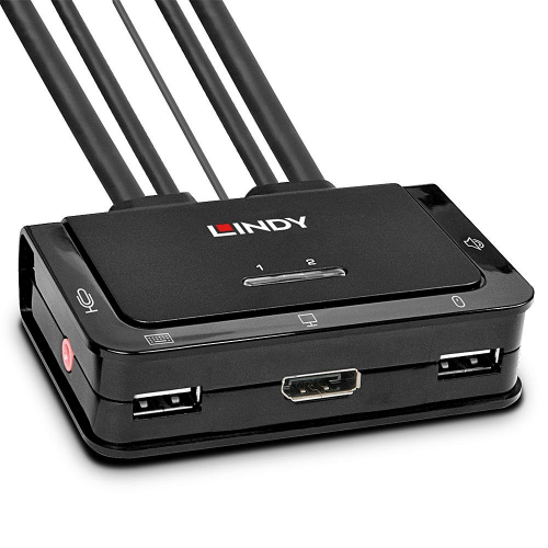 KVM Switch DisplayPort + USB + Audio - 2 Portas LINDY (42344)