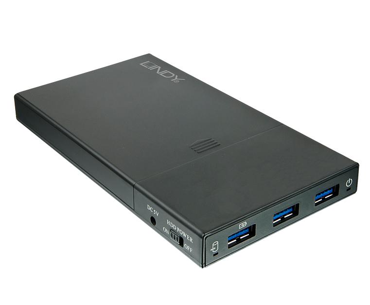 Caixa Externa 2.5" USB 3.1 - SATA + HUB LINDY (43199)