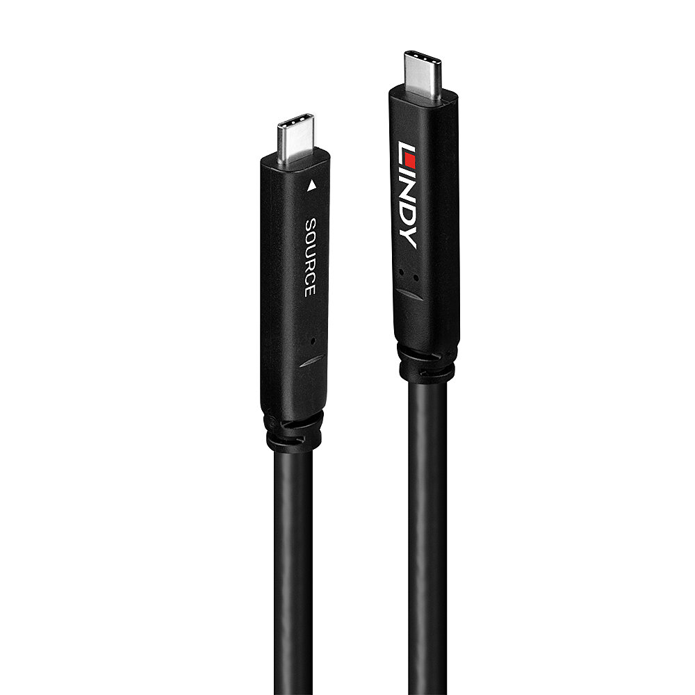 Cabo USB Tipo C 15.0m 60W 10Gbps 4K144Hz Ativo LINDY (43399)
