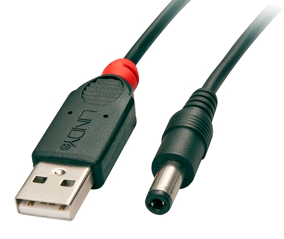 Cabo 1.5m USB to 2.1mm Inner / 5.5mm Outer DC LINDY (70268)
